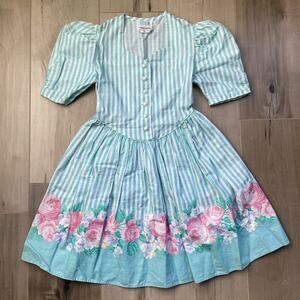 Vintage Girl Dress Sz 8 Wildflower‎ Collection Floral Prairie Retro Coquette USA